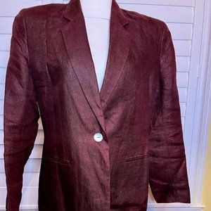 Chocolate Brown 100% Linen Ladies Blazer, Sz 14P